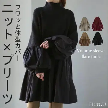 여성용  니트 플리츠 도킹 상의