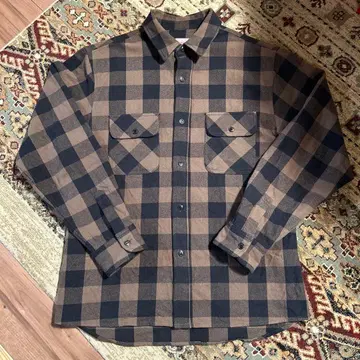BIG MIKE 브라운/네이비 체크 플란넬 셔츠 L