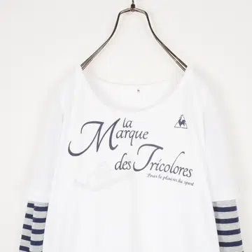 Y3753*르꼬끄 골프 셔츠 롱 T 흰색 화이트 그레이 원 포인트