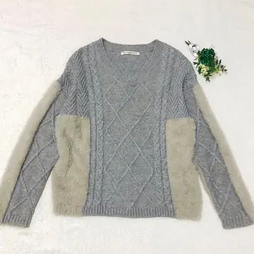 개럴개런트 이소재 도킹 니트 퍼 셔츠 원단 절개 그레이 계열