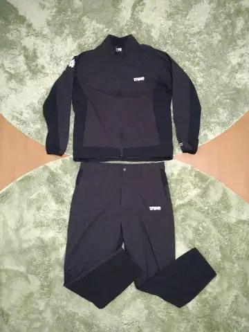 TFW49 남성용 골프웨어 레인 나일론 셋업 블랙
