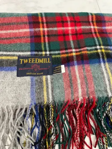 새상품급 TWEEDMILL 대형 사이즈 울 100% 체크 무늬 스톨
