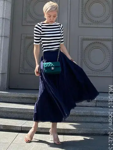 JENNE 어른 프렌치 룩 에어리 스커트 S 네이비