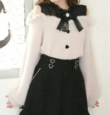 LIZLISA 레이어드 스타일 어깨 트임 니트 핑크