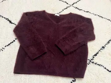 Ballsey 볼지 퍼 V넥 니트 와인 레드