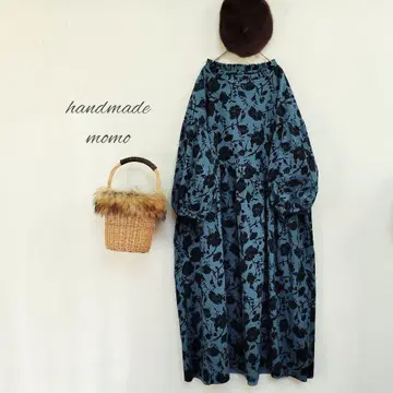 handmade 코듀로이 꽃무늬 개더 원피스 free