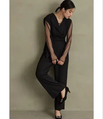 niana 팬츠 드레스 블랙 블랙 올인원 M 결혼식 셋업