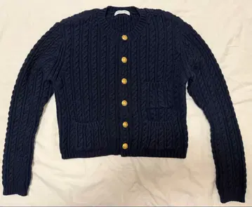 MACPHEE 네이비 케이블 짜임 가디건 S