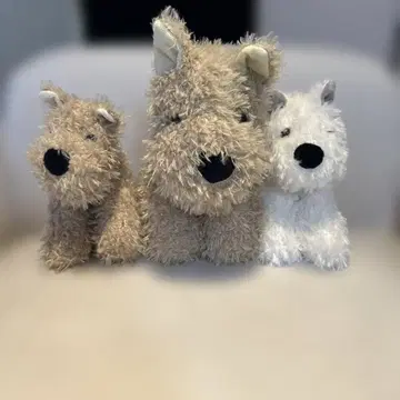 아즈노즈데완 강아지 봉제 인형 세트 (베이지 화이트)