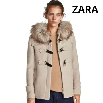 자라 인조 모피 그레이지 더플 코트