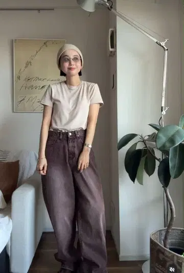 [ NOKCHA ] blusher lib jeans 브라운 와이드 팬츠