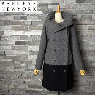 BARNEYS NEWYORK 볼륨 넥 바이컬러 울 코트