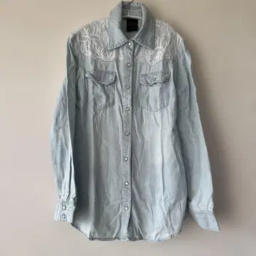 ROSE FAN FAN 데님 레이스 셔츠 긴팔