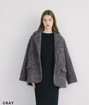 [ 택 포함 새상품 ] 모헤어 샤기 자켓 코트