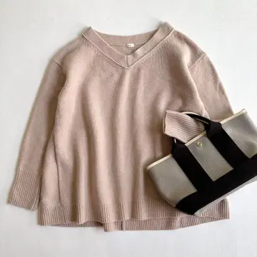 이에나*캐시미어 혼방 AQUA V넥 니트 양모 루즈핏