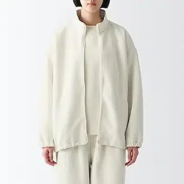 새상품급 MUJI Labo 이중 편직 맨투맨 블루종 아이보리 S