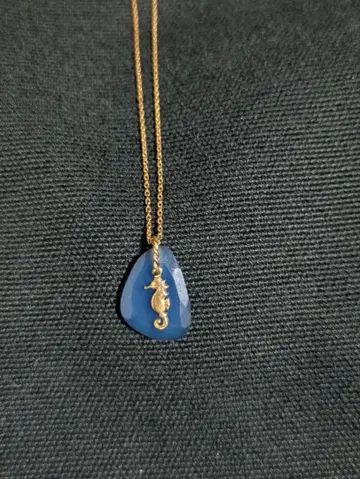 파란 마노 물고기 모티브 목걸이 925