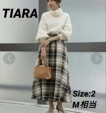 [ 새상품급 ] TIARA 롱 플레어 스커트 울 체크 플레어 스커트