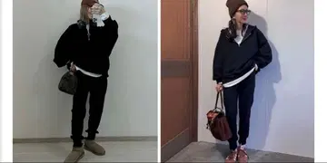 셋업 와플 하프 지퍼 후디 풀오버 루즈 실루엣