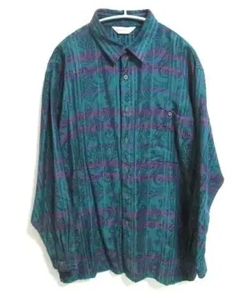 피아 스포츠 타탄 체크 페이즐리 울 셔츠 빈티지