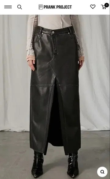 PRANK PROJECT 가죽 슬릿 롱 스커트
