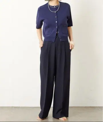 [ omekashi ] 오메카시 2WAY 벨트 와이드 팬츠 네이비 36