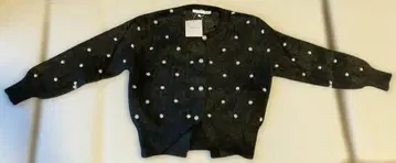 도트 무늬 퍼풍 긴팔 가디건