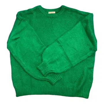 프릭스스토어 샤기 니트 스웨터 그린 숏 풀오버