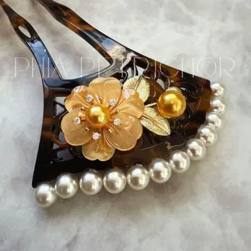 머리 장식 헤어콤 바치형 펄 비녀