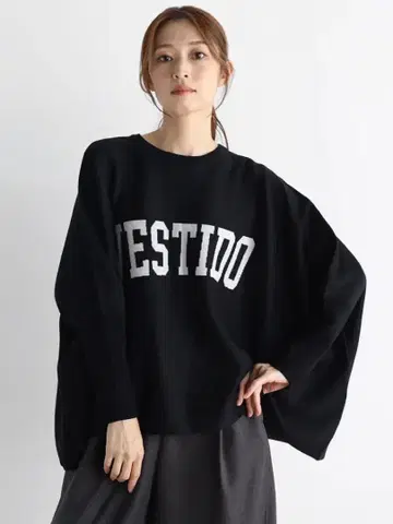 새상품 MEDOC 로고 와이드 돌먼 니트 SCOTCLUB 블랙 야마다야