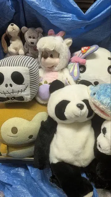 고마짱 띠 미니 팬더와 원숭이 비니 베이비 봉제 인형 세트