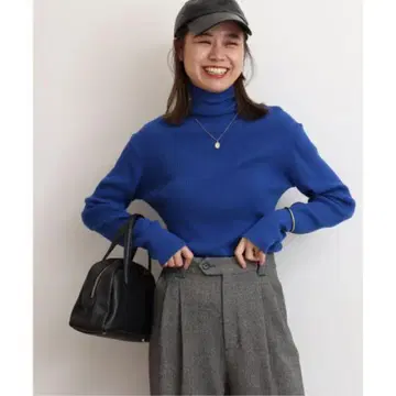 저널 스탠다드 리룸 파랑 오가닉 코튼 터틀넥 풀오버