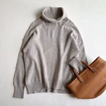 쉽스 울 캐시미어 터틀넥 풀오버 니트 라이트 그레이