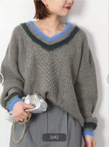 슬로브 이에나 SLOBE IENA 숏 기장 칠드런 니트 그레이