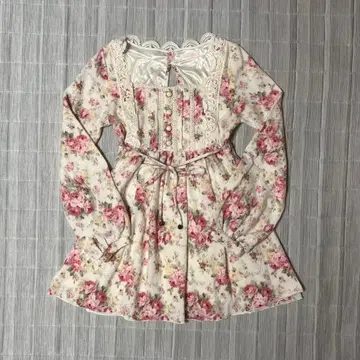 [ 새상품급 ] 플라워 프린트 긴팔 미니 원피스 꽃무늬