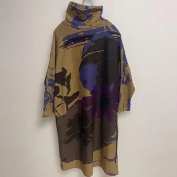 여성 미세스 여성복 추상 꽃무늬 터틀넥 원피스 M~L 사이즈