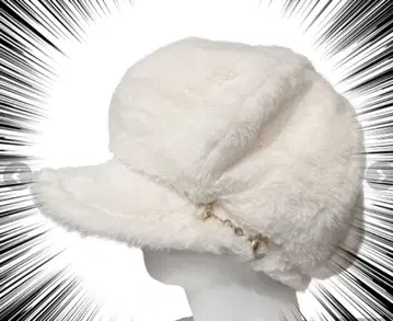 화이트 퍼 헌팅 캡 체인 포함