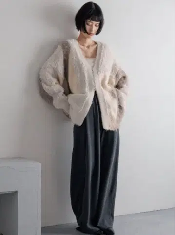 로리즈팜 샤기 ZIP 가디건 롱 슬리브