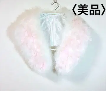 성인식용 퍼 케이프 숄 화이트 핑크 깃털