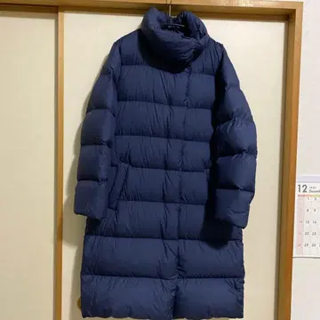 유니클로 네이비 롱 기장 다운 코트 L