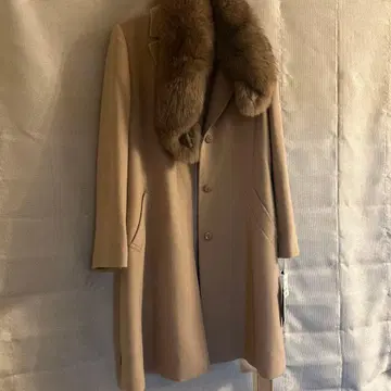 카멜 울 롱 코트 퍼 포함