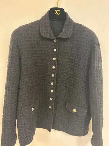 캐시미어 100% 이탈리아제 다크 그레이 와플 패턴 자켓