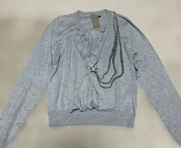 FOREVER21 펄 비쥬 드레이프 디자인 스웨터 라이트 그레이 L