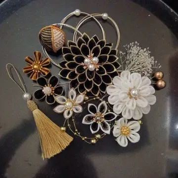 츠마미세이잔 머리 장식 BLACK 성인식 결혼식 성인식