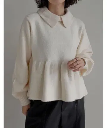 리디 카라 부착 페플럼 니트탑 여성용