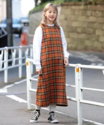 BEAMS BOY 슬리브리스 체크 원피스