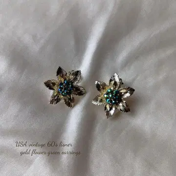 USA vintage 60s lisner 골드 플라워 귀찌