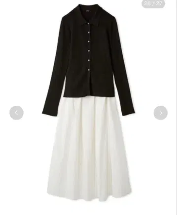 [세트 아이템] 폴로 카라 니트 턱 플레어 스커트 코디 SET