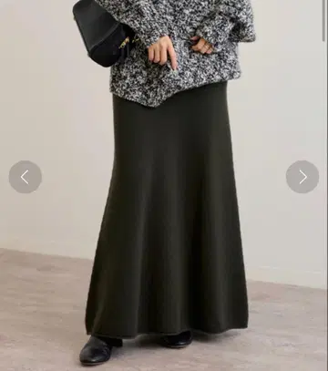 프레임워크 압축 울 스커트 캐시미어 카키