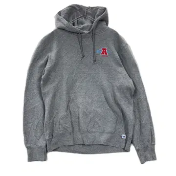 Russell Athletic 자수 로고 프린트 후드티 그레이 M 사이즈
